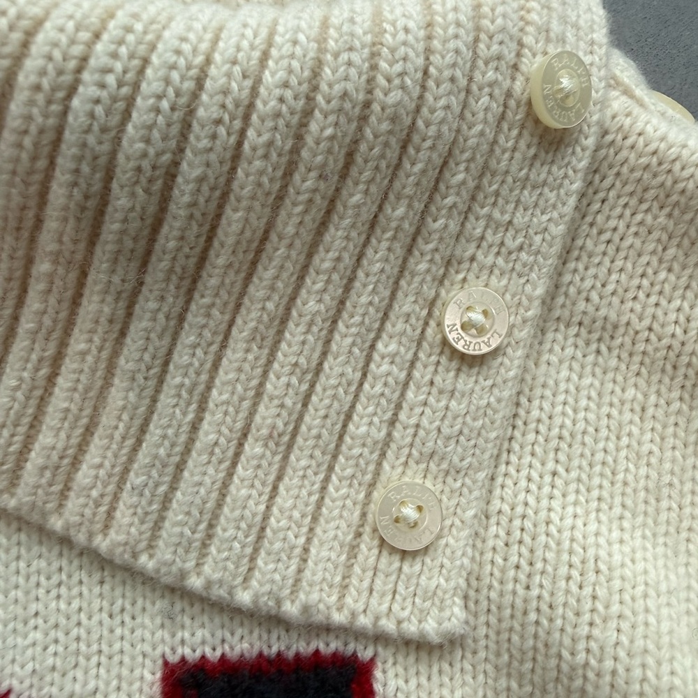 Polo by Ralph Lauren Cream Sweater with Navy Letters - Picture 9 of 12